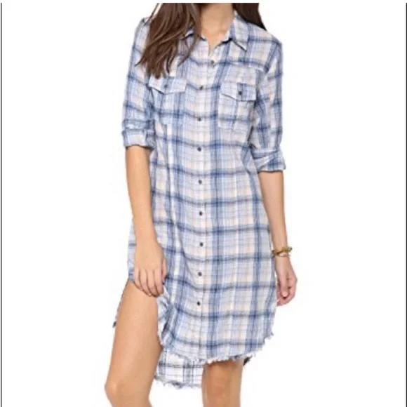 Free People | Dresses | Free People Eight Days A Week Blue Plaid Shirt Dress Long Distressed Hem Size S | Poshmark Free People | Dresses | Free People Eight Days A Week Blue Plaid Shirt Dress Long Distressed Hem Size S | Poshmark